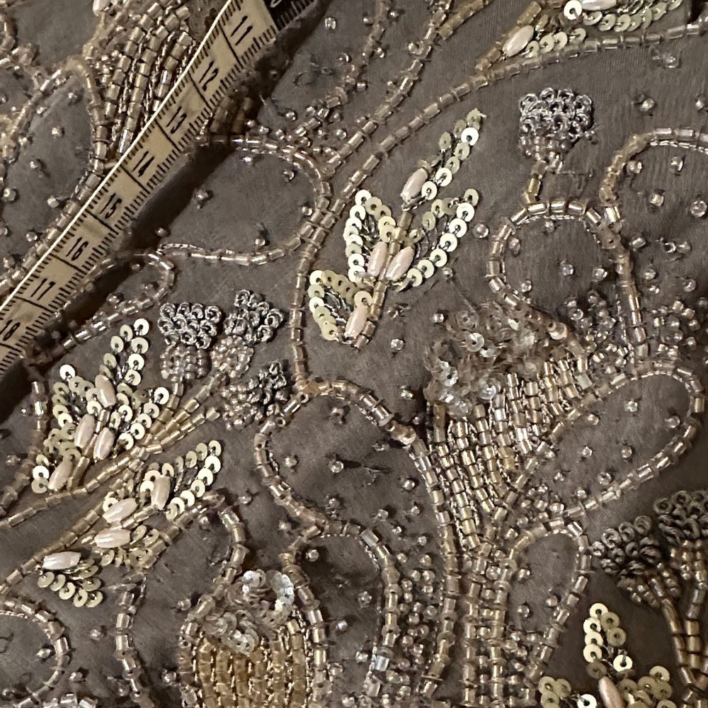 Escada GRAY BROWN 3\4  Sleeve Dress with Sequin Bodice